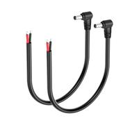 SinLoon 2 Pack 14AWG DC5521 Power Pigtails Cable 12V/24V 90 Degree DC 5.5mm x 2.1mm Male Plug to Bare Wire Open End Power Supply Repair Cord for CCTV Surveillance Camera, LED Strip Light (0.3M/1Ft)