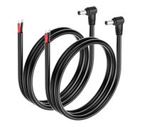 SinLoon 2 Pack 14AWG DC5521 Power Pigtails Cable 12V/24V 90 Degree DC 5.5mm x 2.1mm Male Plug to Bare Wire Open End Power Supply Repair Cord for CCTV Surveillance Camera, LED Strip Light (1M/3.3Ft)