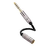 SinLoon 4.4mm Male to 3.5mm Female Audio Adapter Cable, 15cm HiFi Short Cord, Oxygen-Free Copper Braided, Gold-Plated Balanced to Stereo Converter (Black)