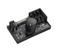 SinLoon 4 Pin PWM Fan Controller Hub - Supports 6 Fans, SATA/DC5525 Dual Power, with Speed Control Knob, Max 60W 5A Output, PC Case Fan Speed Adjuster