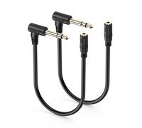 SinLoon 6.35mm Male to 3.5mm Female Stereo Audio Cable, 2Pcs 24K Gold-Plated Adapter Dual-Shielded Noise Reduction for Guitar Amp/Mixer/Audio Interface/Headphones-0.3M