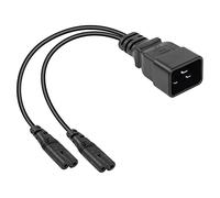 SinLoon C20 to Double C7 Y Splitter Power Plug Cord IEC 320 C20 Male to C7+C7 Female AC Conversion Cable Suitable for UPS PDU PSU Etc