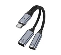 SinLoon Dual USB C Headphone Jack Adapter 2 in 1 Type C Audio & 100W PD Fast Charging Earphone Cable, 2-in-1 USB C Auxiliary Audio Charging Adapter Cable with Data Transfer for Laptop,Phone