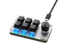 SinLoon Mini Macro Programmable Keyboard USB Mini 6 Key 1 Knob Mechanical OSU Gaming Keyboard RGB DIY Multi-Function Keyboard Compatible with Mac OS, Windows (Black)