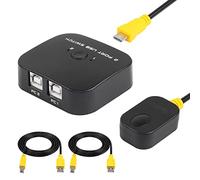 SinLoon Printer Switch Selector 2 In 1 Out USB 2.0 Shared Switch Hub for Printer, Scanner, Speaker, Keyboard, Mouse, Hard Drive with 2 USB 2.0 Print Cables