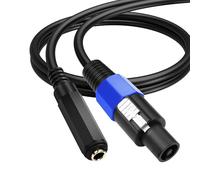 SinLoon Speakon to 1/4" Speaker Cable 22AWG Speakon Male to 6.35mm TRS Female Audio Cord 1.6FT Twist Lock Speakon to 1/4" Dual Channel Audio Cable for Speaker Guitar Amplifier (0.5m/6.35mm Female)