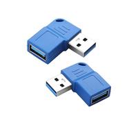 SinLoon USB 3.0 Right Angle Adapter, 2-Pack Left & Right 90 Degree Male to Female Extension Converter, 5Gbps Data Transfer, Charging Compatible for PC, Laptop, Flash Drive, Printer and More (blue)