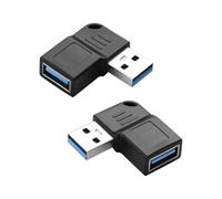SinLoon USB 3.0 Right Angle Adapter, 2-Pack Left & Right 90 Degree Male to Female Extension Converter, 5Gbps Data Transfer, Charging Compatible for PC, Laptop, Flash Drive, Printer and More (black)