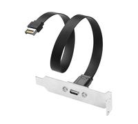 SinLoon USB 3.1 Front Panel Header Type-C Extension Cable with Panel Mount Screw 10 Gbps Type-E 20Pin Male to USB-C Female Adapter Cable with Half Height Bracket,30cm/11.8inch (Half Height 1 Port)