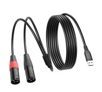 SinLoon USB-A Male to Dual XLR Male Audio Cable Built-in 32Bit/384Khz DAC Chip Stereo Audio Connection Cable For Computer, Sound System, Power Amplifier-2 M