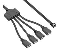 SinLoon USB C to 4 USB A Splitter Cable, USB 2.0 Extension Cord with Multi-Port Charging & Data Sync, OTG Supported, 480Mbps Transfer, Durable PVC Cable for Laptop/PC/Phone (Black) (L)