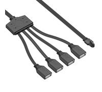 SinLoon USB C to 4 USB A Splitter Cable, USB 2.0 Extension Cord with Multi-Port Charging & Data Sync, OTG Supported, 480Mbps Transfer, Durable PVC Cable for Laptop/PC/Phone (Black) (R-L)