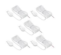 SinLoon USB Dimmer Switch Cable White Stepless Dimming 5V2A Power Cord with On/Off Switch, USB Male to Tinned Bare Wires, Single-Button Control (1.5M/5PCS)