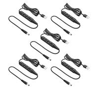 SinLoon USB Male with On/Off Switch to DC5521 Male Cable, USB 2.0 to DC 5.5mm x 2.1mm 6-Speed Dimming Switch Power Cable, for LED Strips Little Table Lamp and Other 5V Devices 5Pcs 1.5M/4.9FT (DC5521)