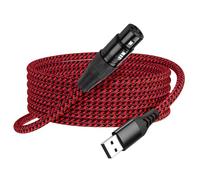 SinLoon XLR to USB Microphone Cable 3-Pin XLR Female to USB-A Adapter 2m/6.5FT Braided Audio Cable for PC，Recording Device Connection