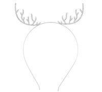 SINLOV Christmas Crystal Headband ELK Antlers Hair Band Silver Xmas Party Headpieces Headdress for Women and Girls (ELK)