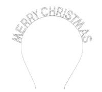 SINLOV Christmas Crystal Headband ELK Antlers Hair Band Silver Xmas Party Headpieces Headdress for Women and Girls (Letter)