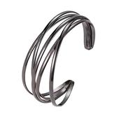 SINLOV Fashion Open Cuff Bracelet - Adjustable Chunky Cross Cuffs Wrist Jewellery for Women (Black)