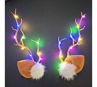 SINLOV LED Christmas Glowing Hair Clips 2pcs Light up Elk Antlers Feathers Hairpin Simulation Tree Branch Headdress Party Hair Accessories for Girls Women (Style2)