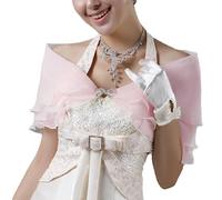 SINLOV Short Chiffon Cape Shawls and Wraps for Evening Formal Dresses Wedding Capes Cover Up Soft Bridesmaid Shawls Scarves (pink)