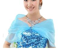 SINLOV Short Chiffon Cape Shawls and Wraps for Evening Formal Dresses Wedding Capes Cover Up Soft Bridesmaid Shawls Scarves (Light Blue)