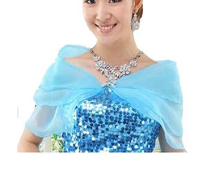 SINLOV Short Chiffon Cape Shawls and Wraps for Evening Formal Dresses Wedding Capes Cover Up Soft Bridesmaid Shawls Scarves (Light Blue)