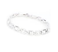 SINLOV Simple Bracelets Silver Fashion Crystal Bracelet Dainty Hand Bracelet Jewelry Adjustable for Women (white crystal)