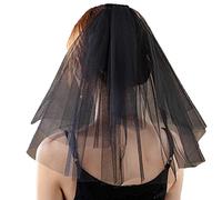 SINLOV Wedding Veils 2-Tier Veil Women’s Wedding Veil Bridal Tulle Veil Shouder Length Short Veil with Clip Hair Accessories for Brides (Black)