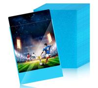 Sinmaklin 100 PCS Color Card Sleeves, Clear Waterproof Penny Sleeves, Transparent - Standard Size 66 x 91 mm, Fits Sports, Football, Game Cards (Blue)