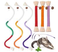Sinmaklin 6PCS Catnip Toys for Cats, 27.5in&7.8in Cat Toy Bite Rope, Kitten Teething Toys for Indoor Cat, Interactive Cat Chew Toy, Snake-Shaped Cat Toy with Hanging Gall Fruit That Drives Cats Crazy