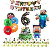 Sinmaklin All-in-One Birthday Decoration Kit (34-Piece) | Complete Set with Banner, Cake Topper, Balloons to Create a Festive Atmosphere