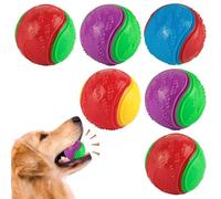 Sinmaklin Dog Balls Indestructible, 6 Pcs Squeaky Interactive Dog Ball, Chuck It Dog Ball, Rubber Dog Balls for Teeth Cleaning, Pet Training