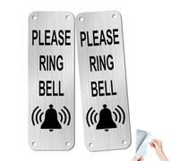 SINMAO 2 Pack Please Ring Bell Sign With Adhesive Backing, Printed Metal Aluminium Sign/UV Lamination (Size 5 cm x 15cm) Door Entrance Reception Notice.