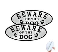 SINMAO Beware of Dog Signs for Gates Sticker Brushed Aluminium 18x7.6cm Pack of 2