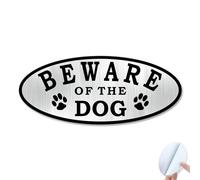 SINMAO Beware of The Dog Sign Brushed Aluminium with Self-Adhesive 7x3 Inches Rust Free Metal UV Protected Weather Resistant Durable Easy to Mount