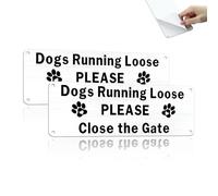 SINMAO Dogs Running Loose Please Close the Gate Hanging Sign 25x9cm Please Close The Gate Sign Dog Self Adhesive x2 pack