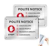 SINMAO No Hawkers Cold Callers Signs Metal Aluminium Self Adhesive 5.9x3.9 inches, Polite Notice No Cold Calling Sticker 2 Pack