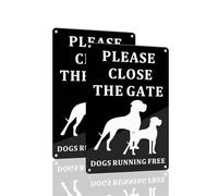 SINMAO Please Close Gate Sign Dogs in Yard Metal A4 Size Vertical Dogs Running Free Sign Rust Free Heavy Duty Aluminum Reflective, UV Protected and Weatherproof - Easy to Mount Black x2
