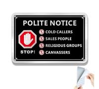 SINMAO Polite Notice No Cold Calling Sticker Metal Brushed Aluminium 15x10cm, No Sales People Sign for Front Door,No Religious Groups Sign, No Canvassers Sticker