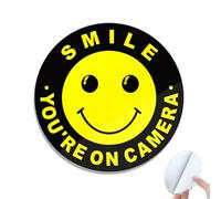 SINMAO Smile Your on Camera Signs Alu with Self-adhesive Diameter 10cm Round Small Smile Your on Camera Signs for Car Window