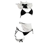 SINMIUANIME Japanese Anime Maid Outfit Classic Lolita Apron Maid Dress Cosplay Lingerie Sexy Cute, 2373black, One Size