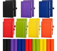 Sinmoe 14 Pack Hardcover Journal Notebooks Bulk A5 Journaling Notebook Wide Ruled PU Leather Ruled Lined Journals with Pen Holder for College School Business Work Writing, 8.26 x 5.51 In
