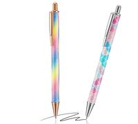 Sinmoe 2 Pcs Ballpoint Pens Glitter Click Ball Pens Christmas Gifts Cute Pen for Women Bling Funky Pens Easy Writing Pens Metal Retractable Pen Black Ink Medium Point Pens 1mm for School and Office