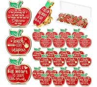 Sinmoe 24 Pcs Teachers' Day Apple Pin Appreciation Thank You Gift Red Apple Fruit Brooch Decoration for Teacher School Employee Party Brooches Accessories