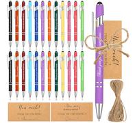 Sinmoe 24 Sets Employee Appreciation Gifts Include 24 Pcs Inspirational Ballpoint Pens 24 Pcs Thank You Cards with Rope Motivational Quotes Pen with Stylus Tip Encouraging Handwriting Pen for Coworker