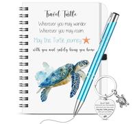 Sinmoe 3 Pcs Turtle Notebook Set Coil Journal Metal Pen Keychain for Women | Travel Turtle Inspirational Graduation Gifts, Good Luck Tortoise Keychain with Quote, Blue Gradient Pen for Friends Family