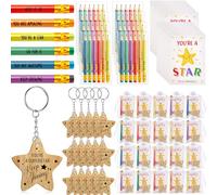 Sinmoe 30 Sets End of Term School Leaver of 2026 Class Gifts for Students from Teachers Include Positive Affirmation Card Star Keychains Rainbow Pencils Teacher to Leaver Gifts (Superstar)