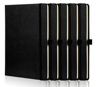Sinmoe 5 Pack A5 Notebook Hardback Journal 160 Pages/ 80 Sheets A5 Lined Notebook with Pen Loop for Travel Office Supplies School Stationery Writing Plans Memo Notepads Diary(Black)