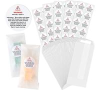 Sinmoe 50 Sets 7 x 16 cm Wax Melts Snap Bar Packaging Bags and Candle Warning Labels Kit, Includes Self Adhesive Glassine Paper Bags for Candle Warning Stickers Container Stickers