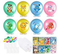 Sinmoe 8 Set DIY Animal Balloons with Stickers Feet and Balloon Self Making Balloon Face Assorted Cute Balloons Animal Party Favor Loot Bag Filler for Boys and Girls